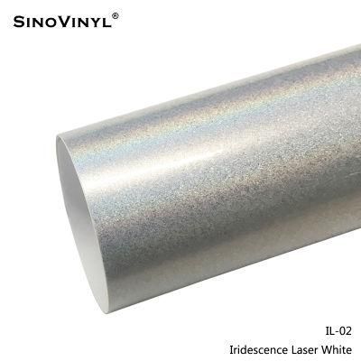 SINOVINYL Air Bubble Free Iridescence Laser Blue Adhesive Bubble Free Sticker Vinyl Car Wrap