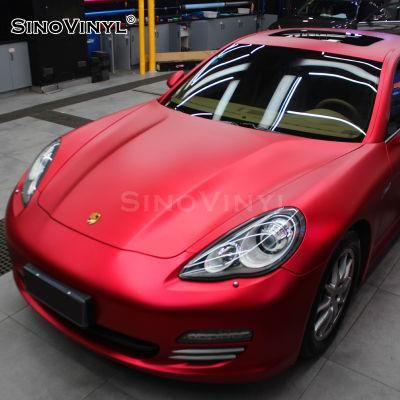 SINOVINYL PVC Full Car Stickers Chrome Ceramics Red Film Vehicle Wrapping Vinyl