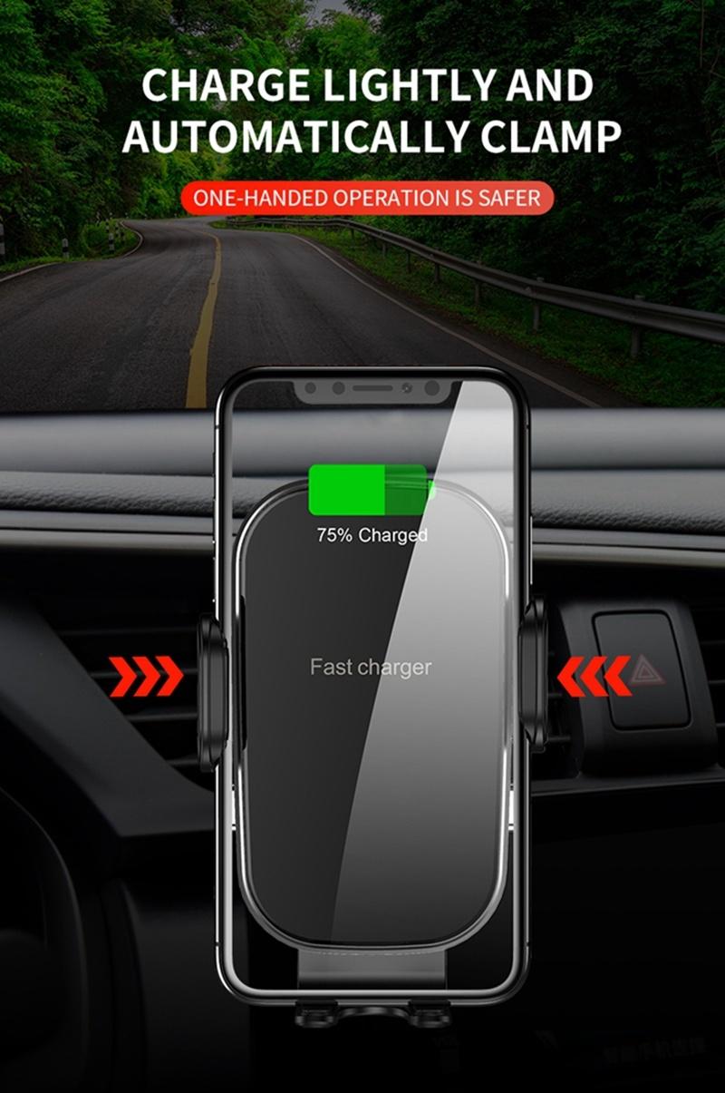 OEM Style 360degree Roated Ond Hand Operate Mobile 15W Power Automatic Wireless Fast Charging Magnetic Phone Car Holder with Vent Clip / Sucker Shape