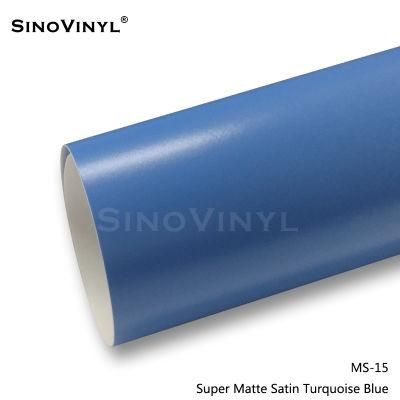 SINOVINYL 1.52X18M Super Air Bubble Channels Super Matte Satin White Short Time Delivery Car Wrap Vinyl