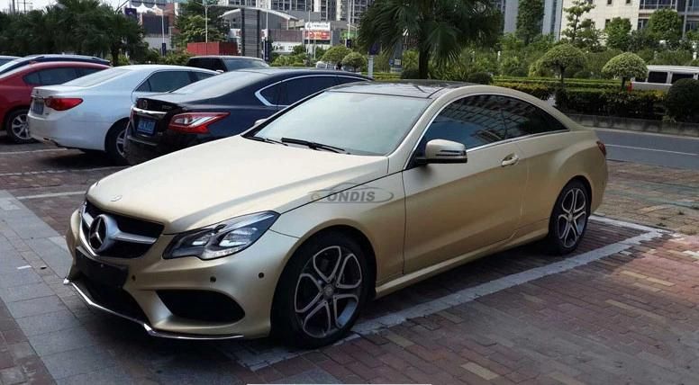 Ondis 1.52*18m Air Release Light Gold Matte Chrome Metallic Car Vinyl Vehicle Wrap