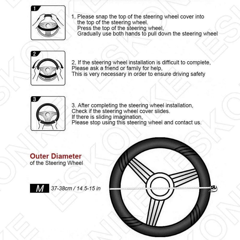 Automatic Steering Wheel Cover with Noble Crown + Shiny Diamond + Delicate Lattice Design + Soft Leather Fashion + Elegant Car Series GM 15 Inches /38 Cm