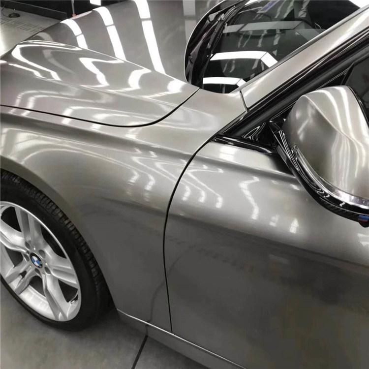 Glossy Metallic Carbon Gray Vinyl Wrap Car Film Air Bubble Sticker