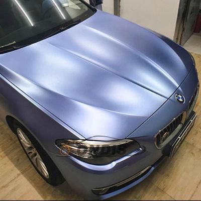 Bubble Free Mist Blue Satin Matte Lightning Metal Car Wrap Vinyl Roll