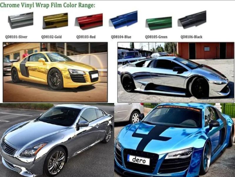 China Manufacturer Film Bright Metal Foil Car Wrap Vinyl Roll Anti UV PVC Mirror Chrome Car Sticker Wrap