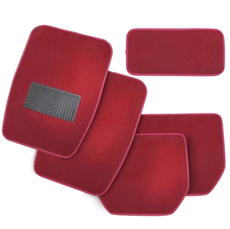 Auto Accessory 5PCS Carpet Floor Mat in Red