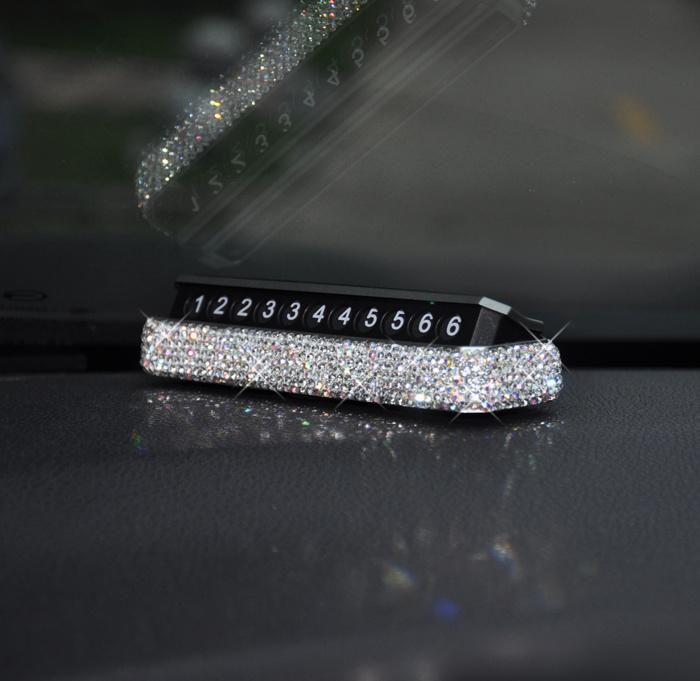 Temporary Parking Phone Number Sign Car Moving Number Card Diamond Rhinestone Phone Number Plate for Vehicle