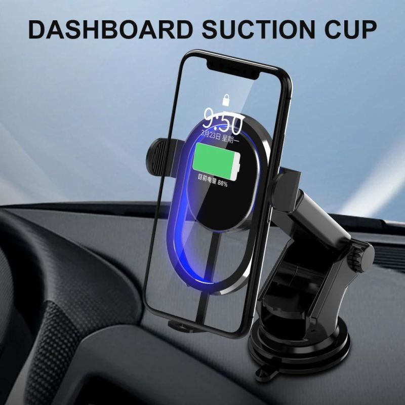 R1 Infrared Sensor Automatic Clamping Cell Phone Super Charger 15W Fast Charging Magnetic Car Holder Qi Wireless Car Charger