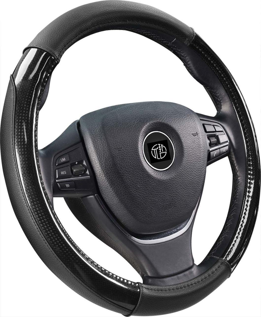 USA Popular Bright Carbon Color PU Steering Wheel Cover