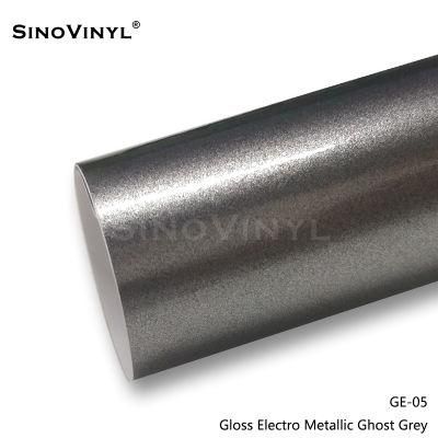 SINOVINYL Low Adhesive Glue Car Color Changing Vinyl Gloss Electro Metallic Auto Vinyl