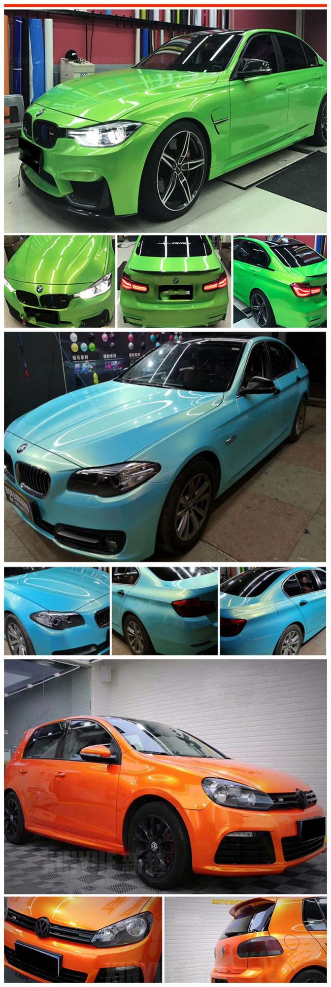 Hot Selling 1.52*18m Green Car Sticker Air Bubble Glossy Magic Vinyl Film Car Sticker