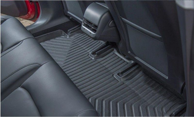 4PCS Heavy-Duty All-Weather PVC Rubber Car Floor Mats in Black Color, Trimmable Semi-Custom Fit