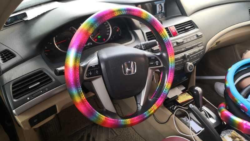 Colour Microfiber Leather Steering Wheel Cover