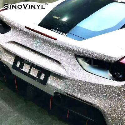 SINOVINYL Stone Diamond Glitter Pink Self Adhesive Air Bubble Free Auto Decoration Film Color Change Car Wrapping Vinyl Stickers