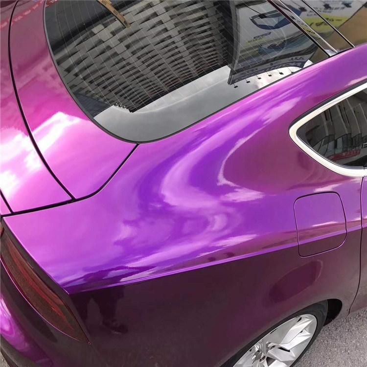 Glossy Metallic Dark Purple Vinyl Car Wrap Film Air Bubble Free