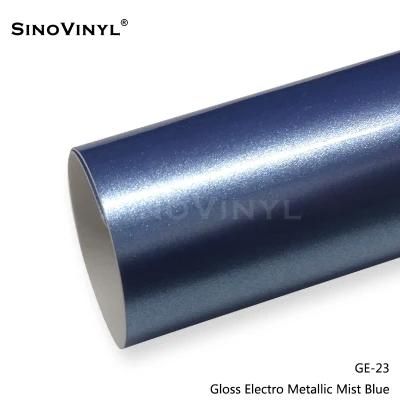 SINOVINYL 1.52X18M/5X59FT Gloss Electro Metallic Vinyl Car Wrap Film Wrapping Vinyl Sticker