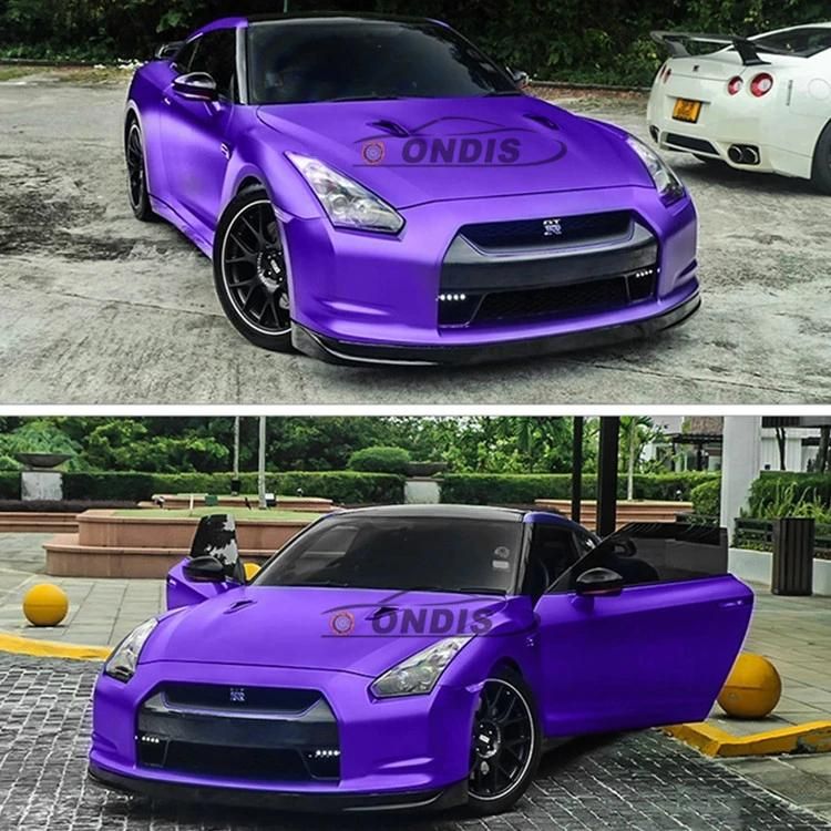 Annhao Hot Selling 1.52*18m Air Release Purple Matte Chrome Metallic Car Vinyl Vehicle Wrap