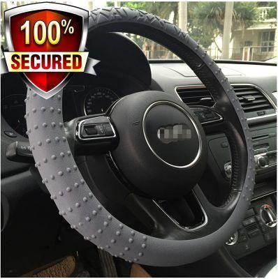 Latex Rubber Steering Wheel Cover, Non-Slip and Sweat Absorbent, Universal 14 to 15 Inches, Black