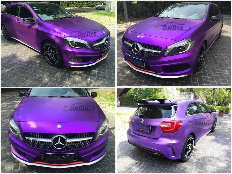 Annhao Hot Selling 1.52*18m Air Release Purple Matte Chrome Metallic Car Vinyl Vehicle Wrap