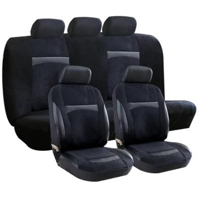9PCS/Set Speckled Velvet Seats and PVC Leather Luxury Car Seat Cover Set