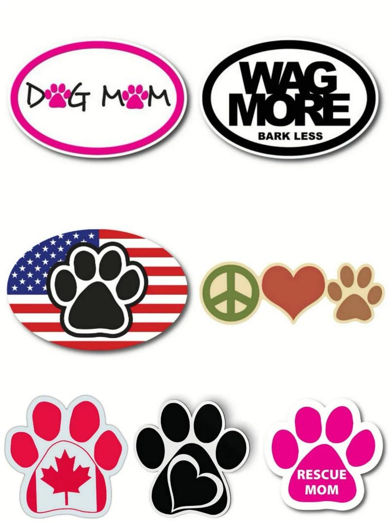 American Flag Oval with Paw Print Car Magnet
