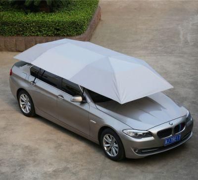 Anti-UV Sunproof Semi-Auto Car Cover Umbrella 190t Silver