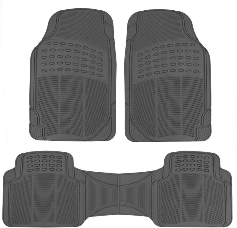 Car Accessory 3PCS Rubber Floor Mat Gray