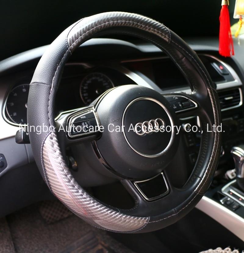 Cheap Price PVC Leather Carbon Fiber Yellow Steering Wheel Cover