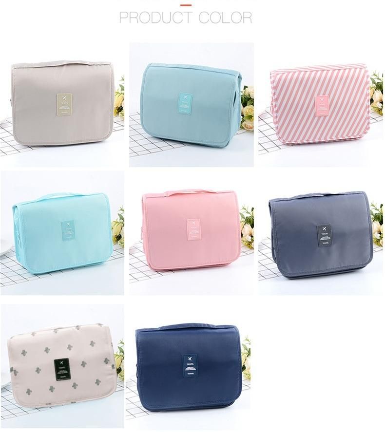 Wholesale Pure Color Toiletry Bag Travel Portable Hooked Wash Bag Cosmetic Storage Bag Can Be Customized Logo