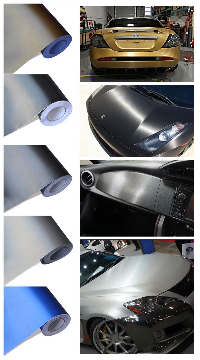 China Manufacturer Metallic Brushed Car Wrap Vinyl