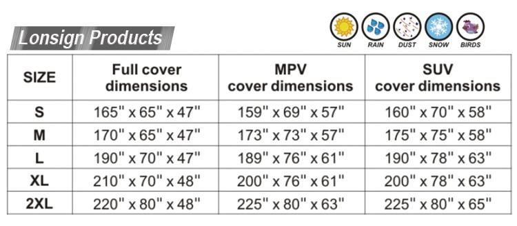 Aluminum Film PEVA Waterproof Anti-UV Protection Car Cover