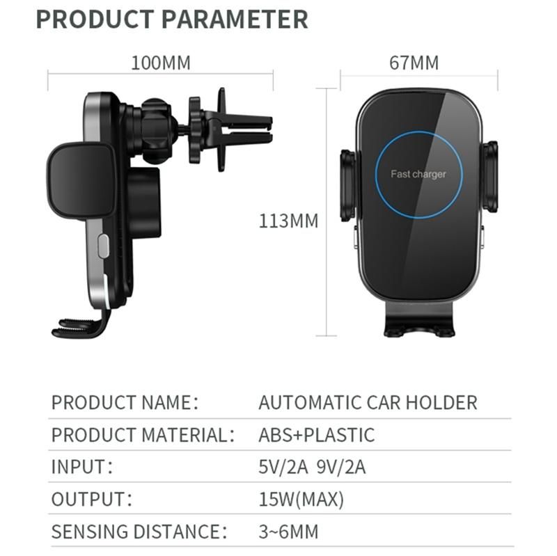 OEM Style 360degree Roated Ond Hand Operate Mobile 15W Power Automatic Wireless Fast Charging Magnetic Phone Car Holder with Vent Clip / Sucker Shape