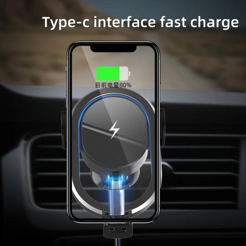 R1 Infrared Sensor Automatic Clamping Cell Phone Super Charger 15W Fast Charging Magnetic Car Holder Qi Wireless Car Charger