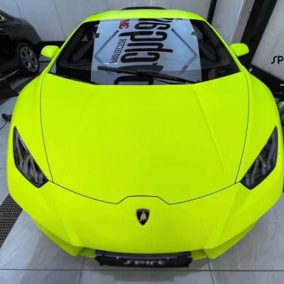 Tsautop 1.52*18m Vehicle Stickers Ultimate Flat Fluorescein Yellow Car Wrap Design