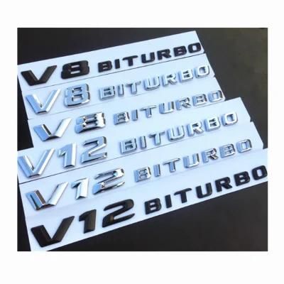 ABS Chrome Label Car Logo V8 V12 Turbo Letter Emblems