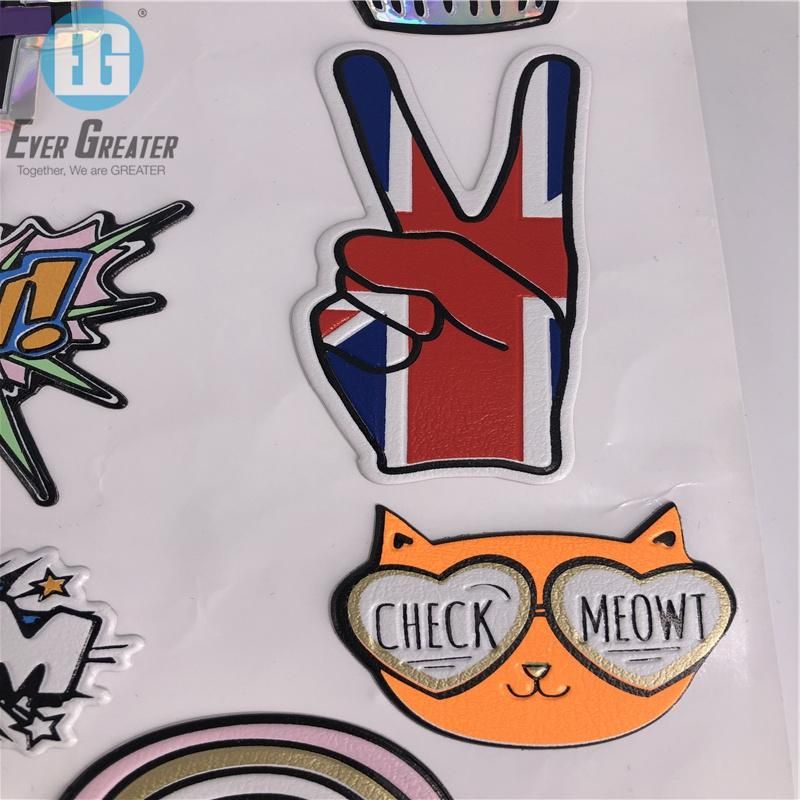 Professional Manufacturer Customized Embossed PU Leather Sticker Leather Sticker