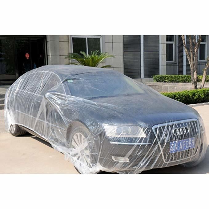 Clear Plastic Car Cover with Elastic Band Disposable Car Cover