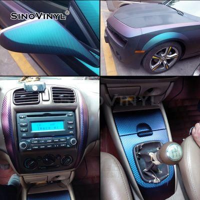 SINOVINYL Decals Advertise Stickers Purple Blue Color PVC 3D Carbon Fiber Chameleon Vinyl