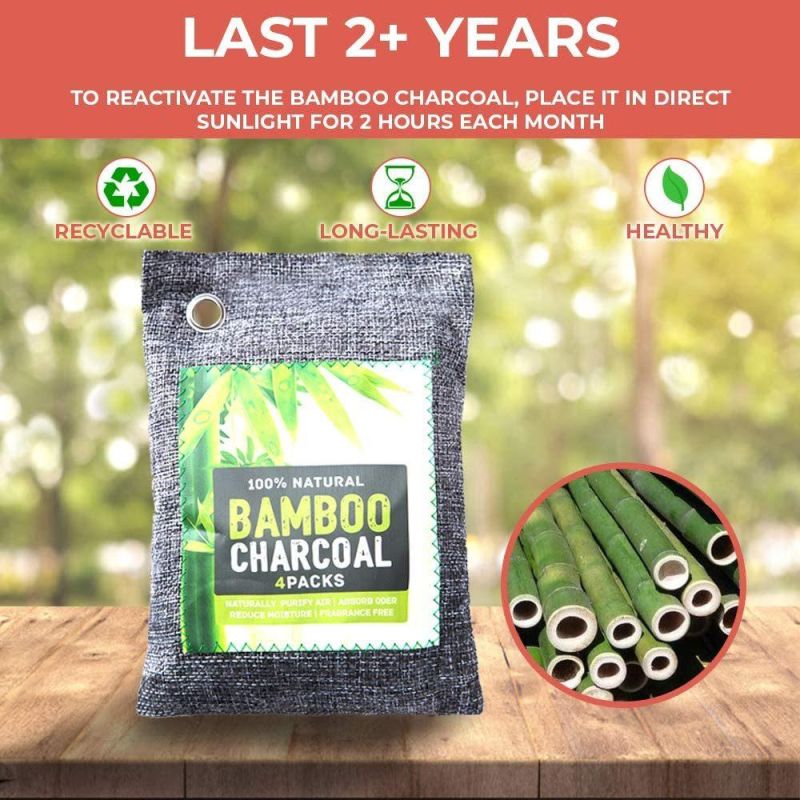 Bamboo Charcoal Air Purifying Bag, Natural Odor Eliminator-Car Air Fresheners, Odor Absorber for Closet Shoe Home Basement