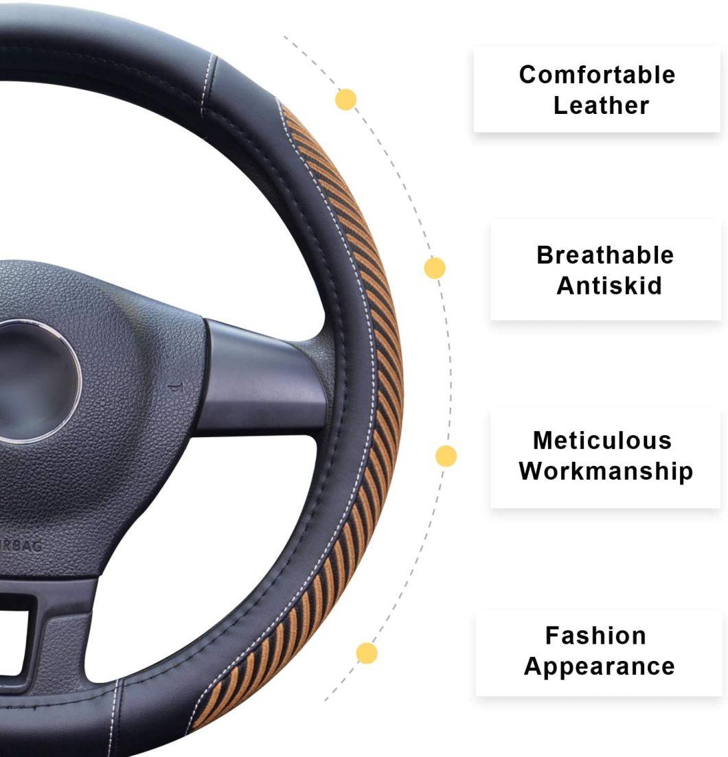 The Steering Wheel Cover Is Made of Super-Fine Fiber Leather Viscidity, Breathable, Non-Slip, No Peculiar Smell, Warm in Winter and Cool in Summer, New Orange