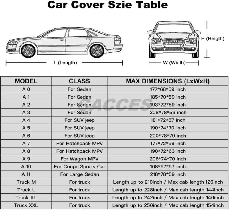 Cacces Soft Cotton Padded Waterproof Car Cover Universal Fit All Sedan,SUV PEVA & PP Cotton Waterproof,Sunproof,Anti-UV,Scratch,Dust W/Door Zipper,Mirror Pocket