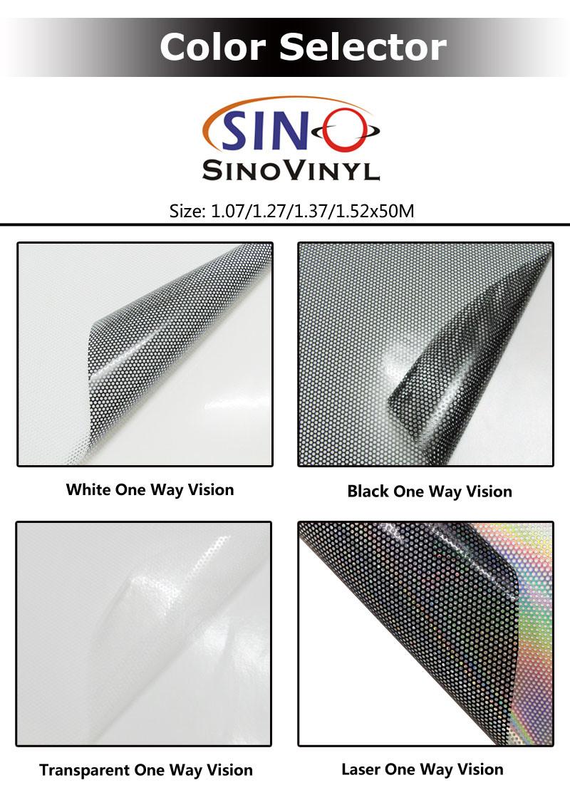 SINOVINYL Eco Solvent UV Printing Mesh Self Adhesive Laser Chrome One Way Vision Vinyl