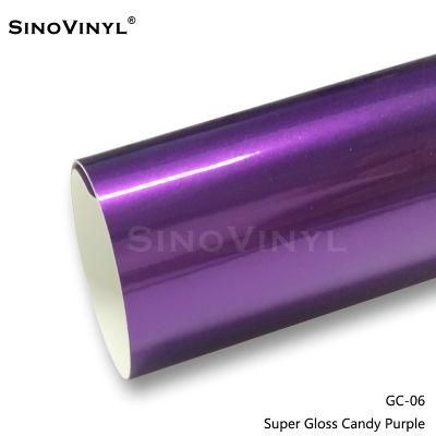 SINOVINYL New Arrival Super Stretchable 1.52x18M Air Bubble Free Super Gloss Candy Pink Roll Auto 3D Car Vinyl Wrap Sticker