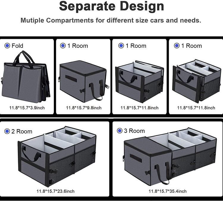 Car Trunk Organizer with Insulation Cooler Bag Foldable Multi-Compartments Cargo Storage