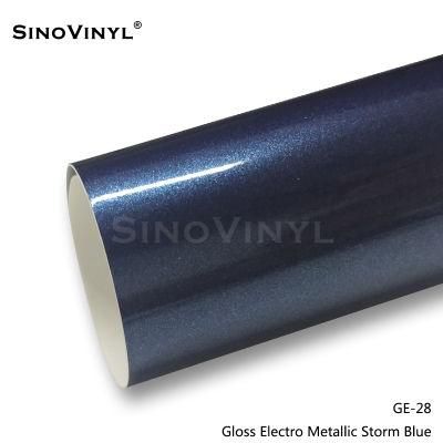 SINONVINYL Car Decals Vinyl 1.52X18M/5X59FT Gloss Electro Metallic Car Wrapping Vinyl Film