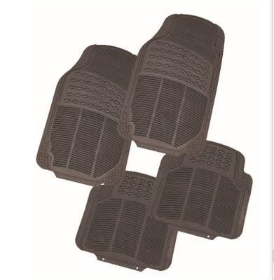 4PCS Heavy-Duty All-Weather PVC Rubber Car Floor Mats in Black Color, Trimmable Semi-Custom Fit