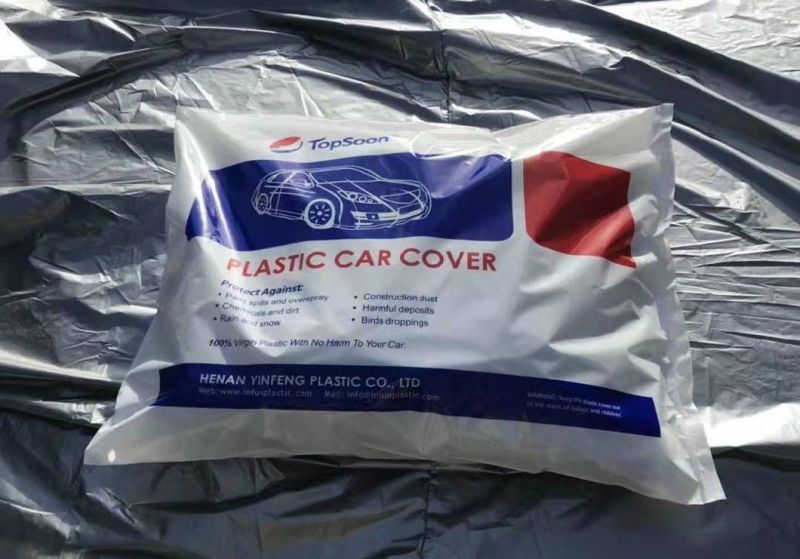 Disposable Waterproof UV Resistant Silver&Black Car Cover Plastic