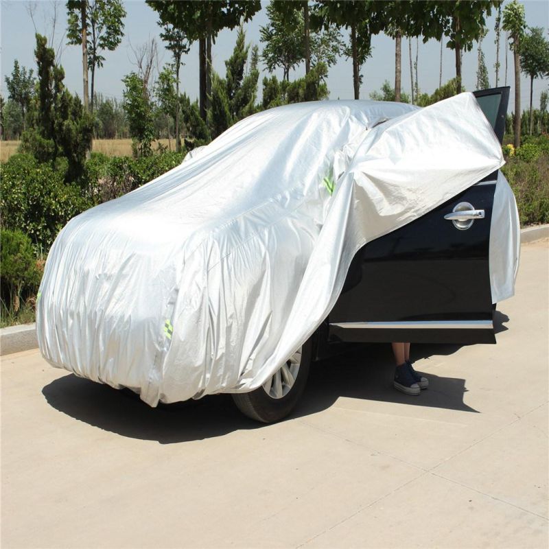 Mirror Pockets with 6 Reflectors Zipper Door Waterproof UV Protection PEVA&PP Cotton Material Sedan Car Cover