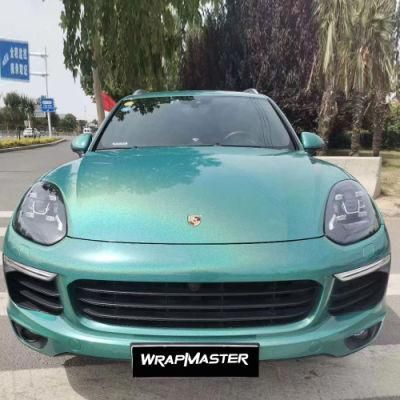 Tsautop 1.52*18meter Viridis Green Gloss Iridescence Laser Chrome Cool Car Wrap Colors