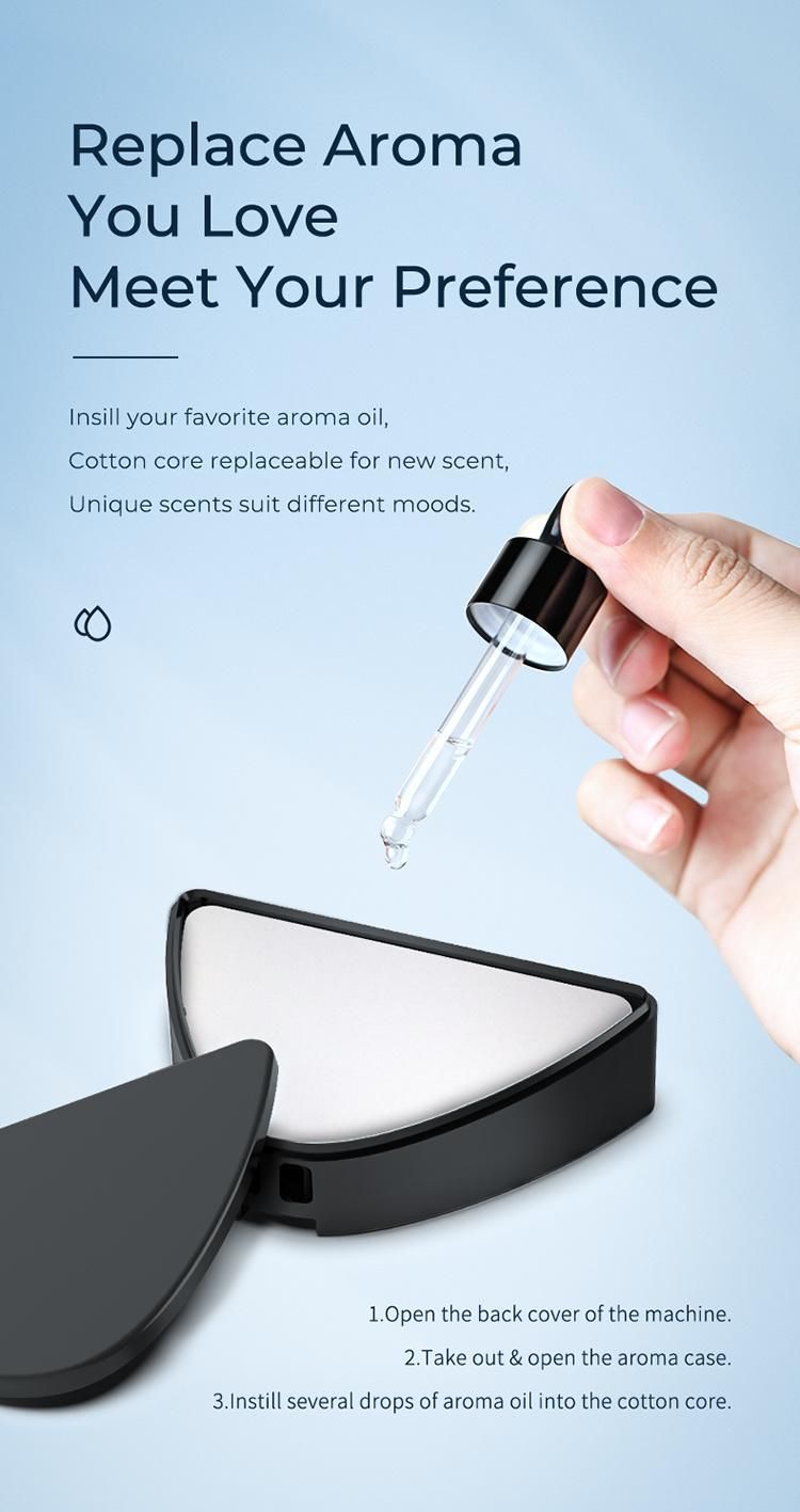 Scenta OEM Natural Scent Fragrance Car Freshener Machine, Custom USB Rechargeable Car Oil Diffuser Air Freshener Dispenser